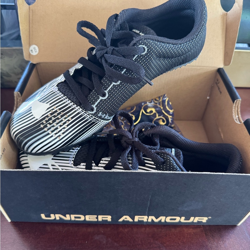 Under Armour Black and Gold Sprint Spikes